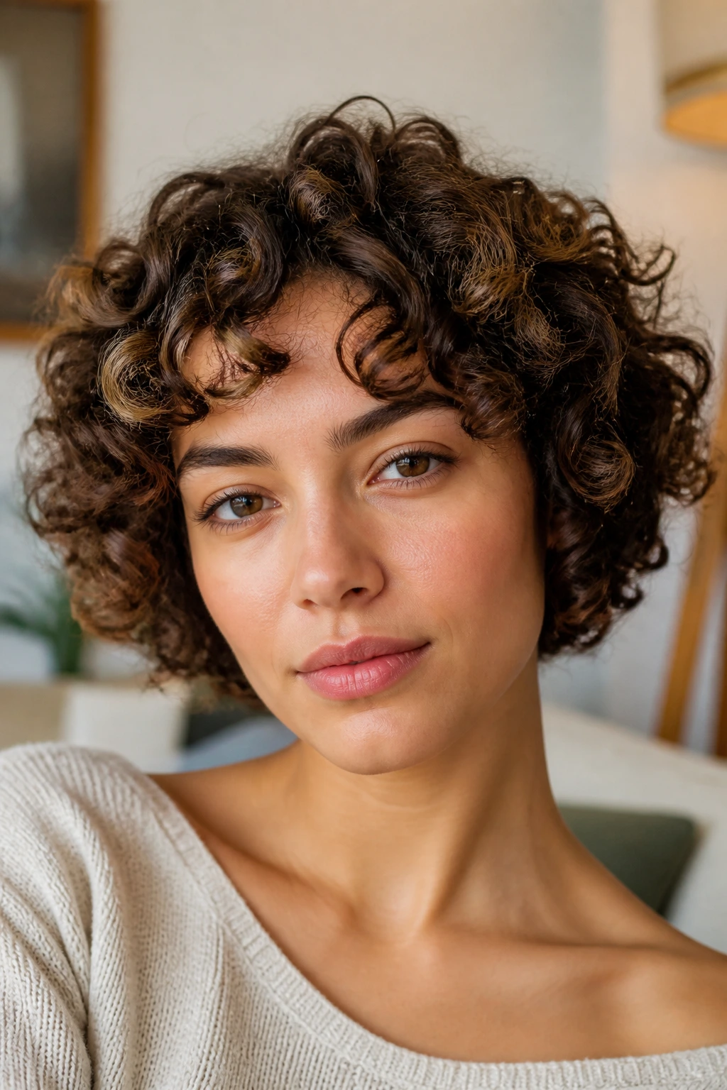 Close-up portrait of a real person with large 3A loops