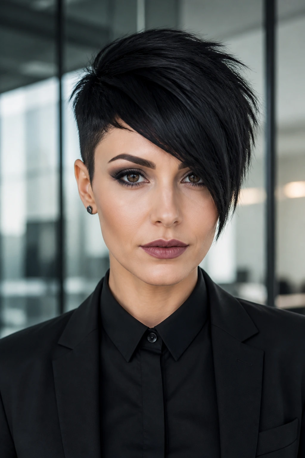 Portrait of a person with a sharp asymmetrical crop highlighting one longer side.