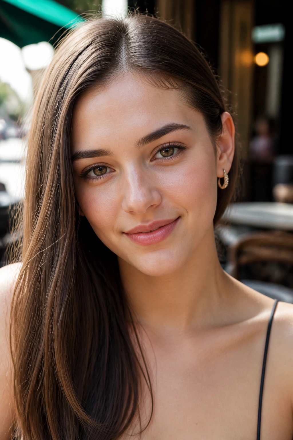 Close-up portrait showing an asymmetrical tuck hairstyle