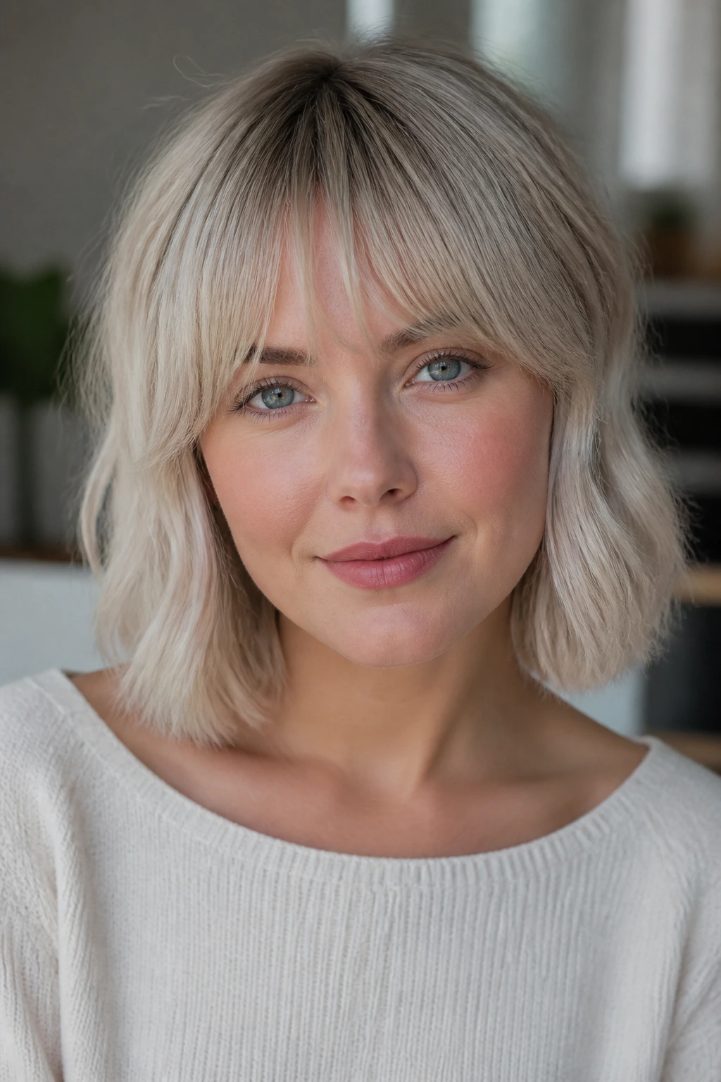 Portrait of a person with cool undertones and ash/platinum blonde hair