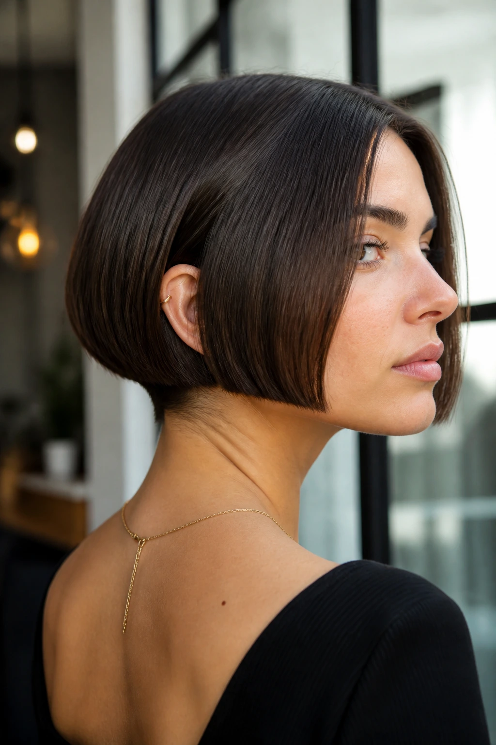 Portrait of a person with a blunt bob and hidden undercut