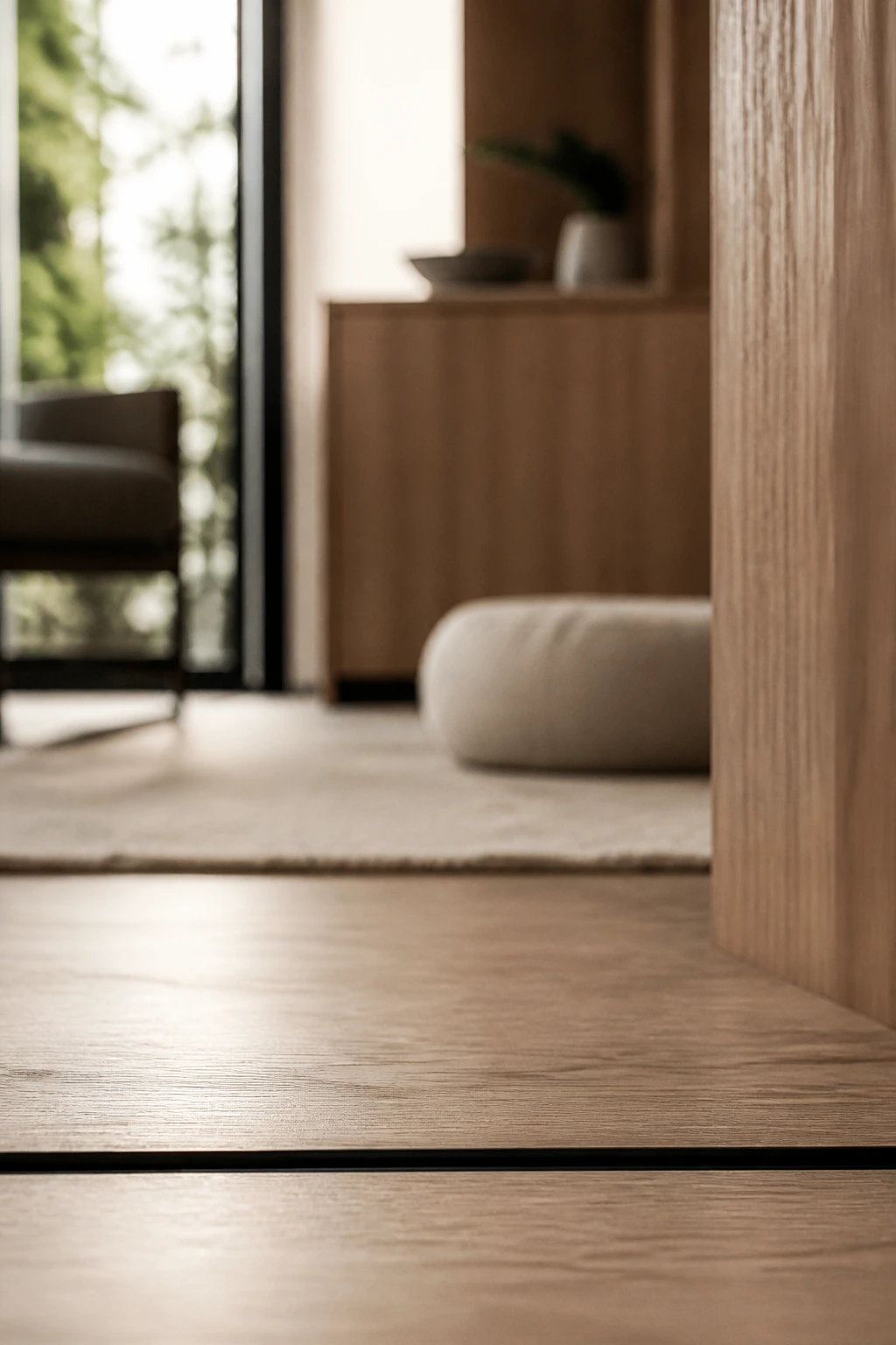 Abstract bottom line in a modern room