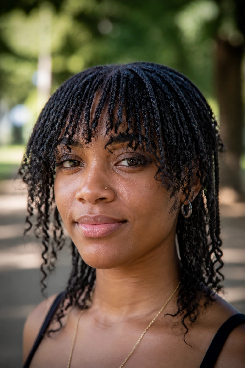 Portrait of a person with braided messy bangs