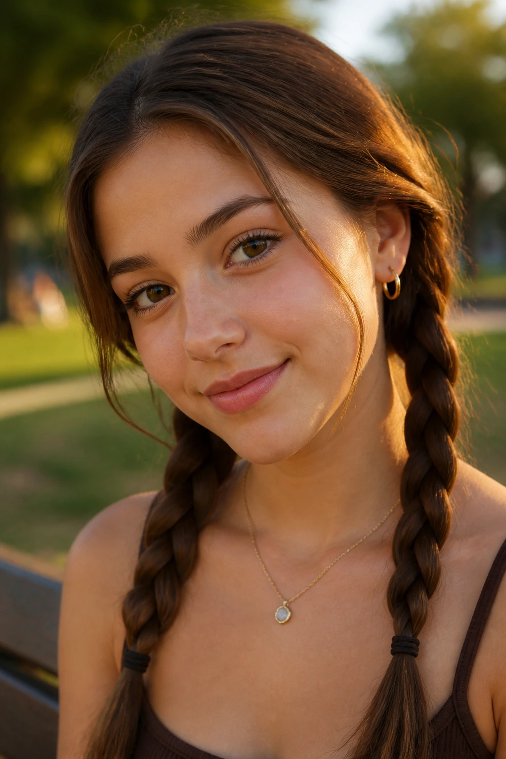 Close-up of braided pigtails on a real person