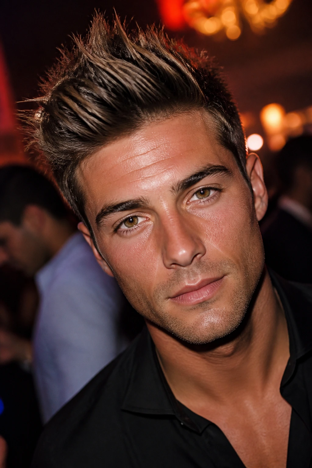 Close-up of Brushed-Up Spiked Quiff hairstyle on a real person