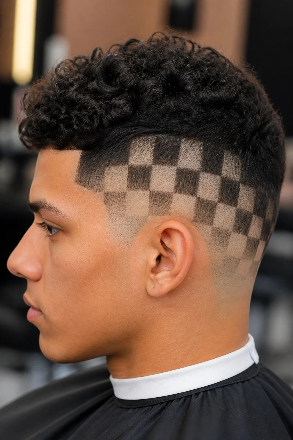 Side view of a real person with checkerboard grid fade on the side