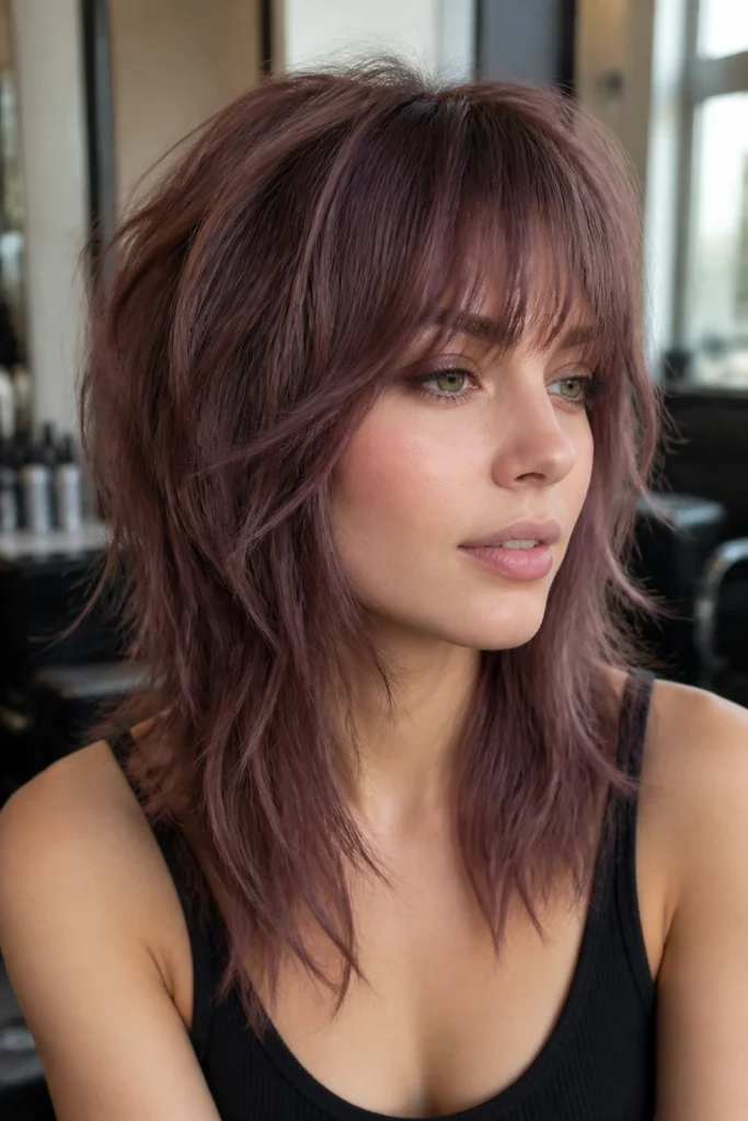 17 Long Colored Hair with Bangs for Round Faces