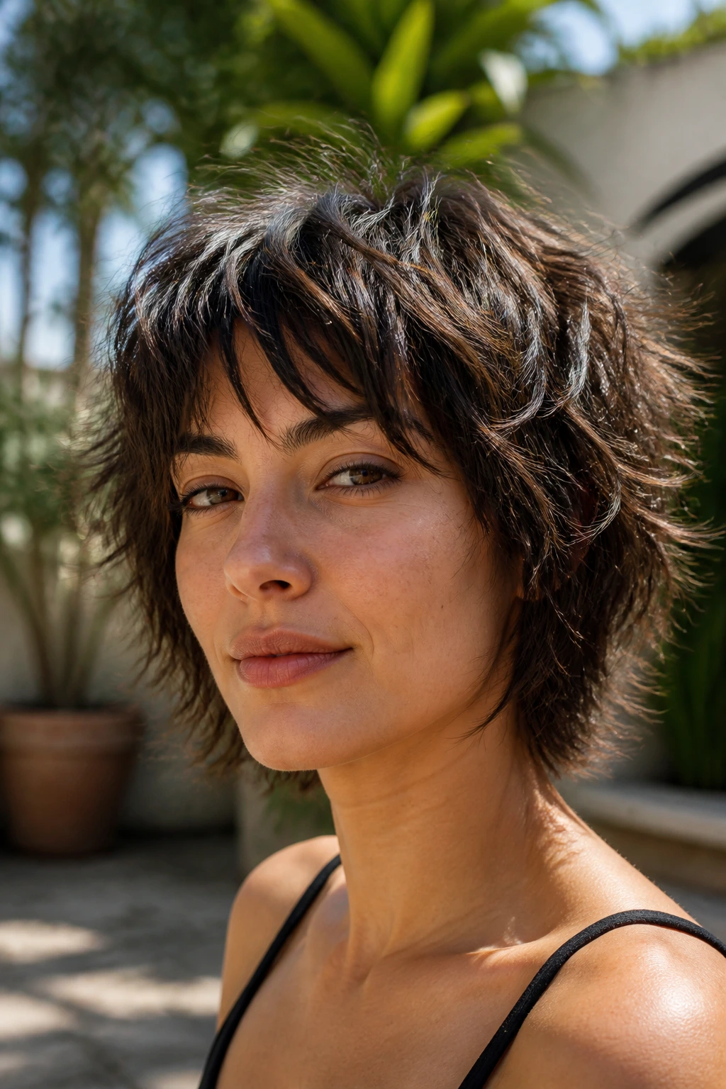 Real person with choppy shag-bob transition
