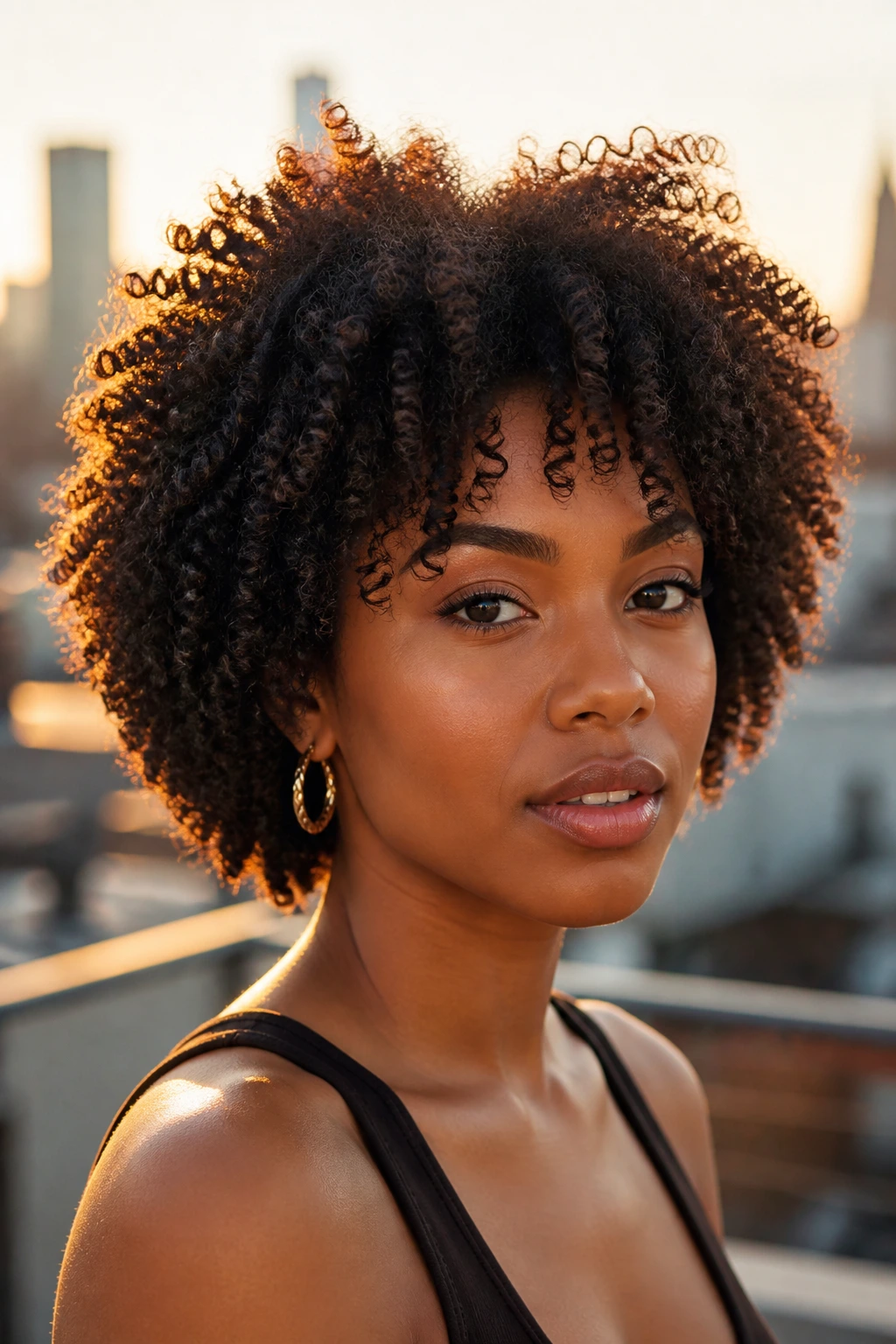 Head-and-shoulders portrait of a real woman with crown-heavy layered bob and voluminous crown