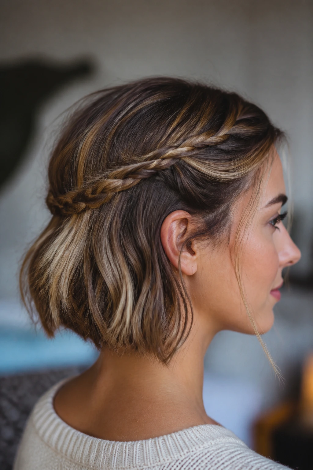 Close-up of crown-pin braid on real person