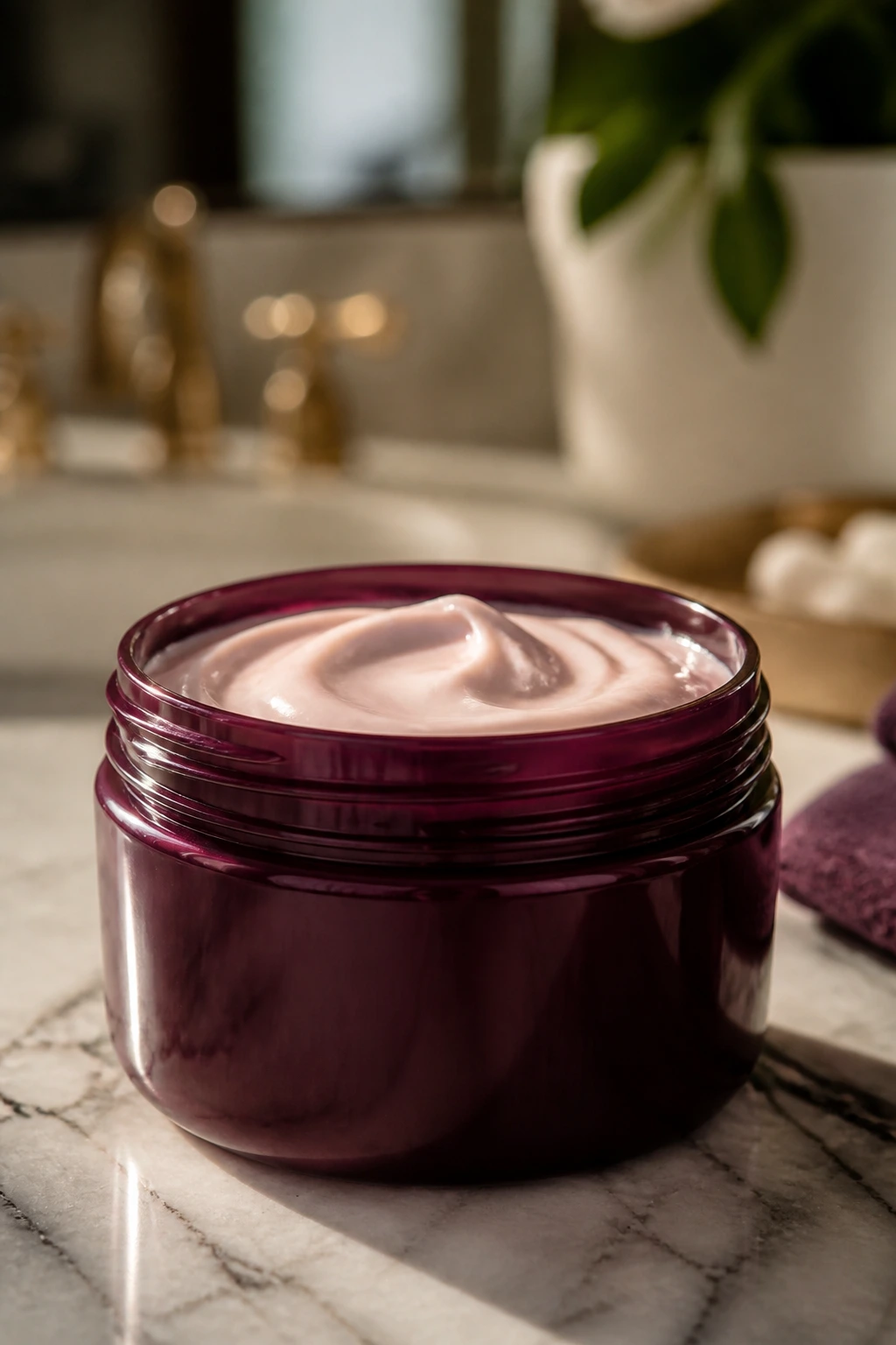 Close-up of a plain deep conditioning mask jar