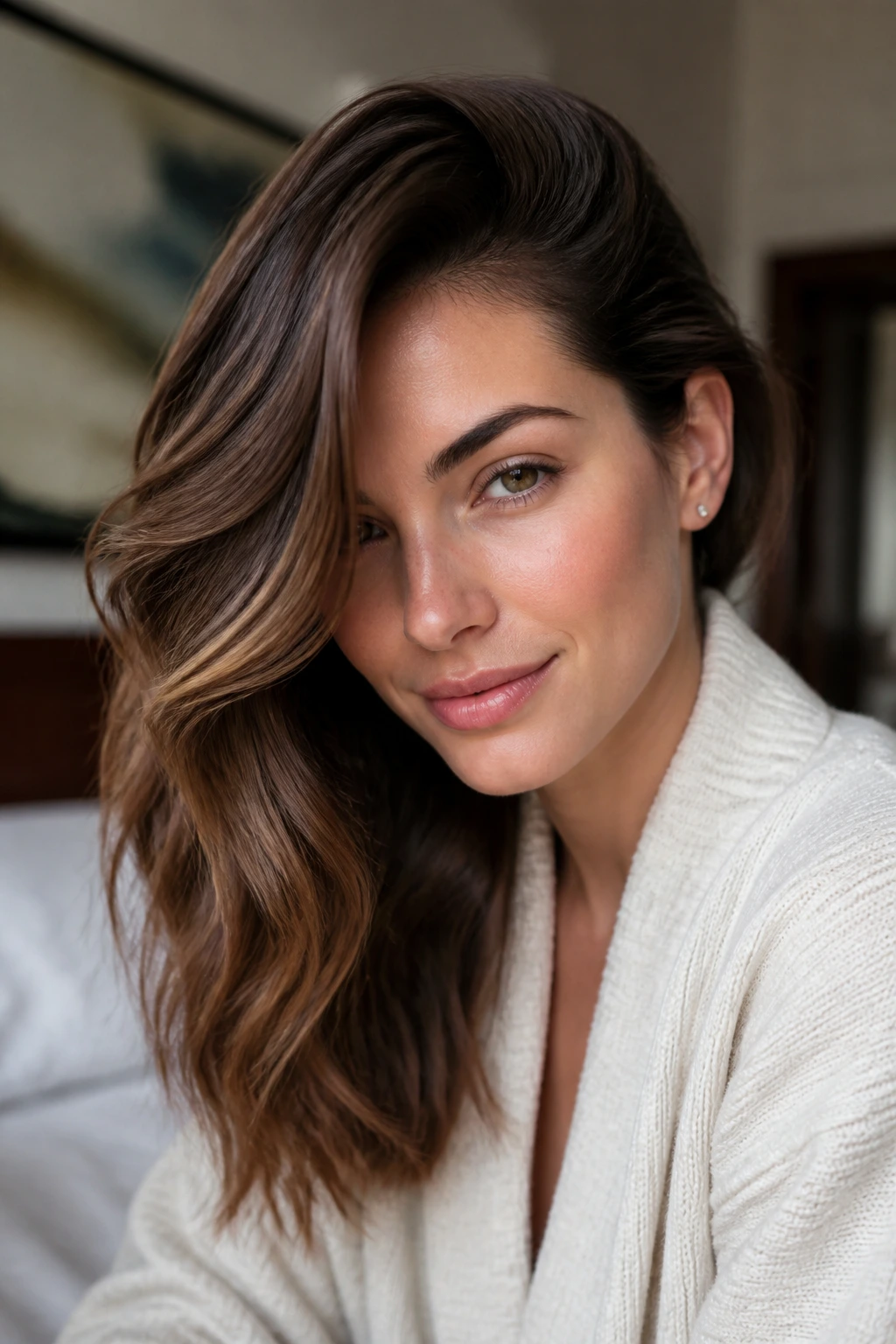 Portrait of a person with a deep side-part sweep across the forehead