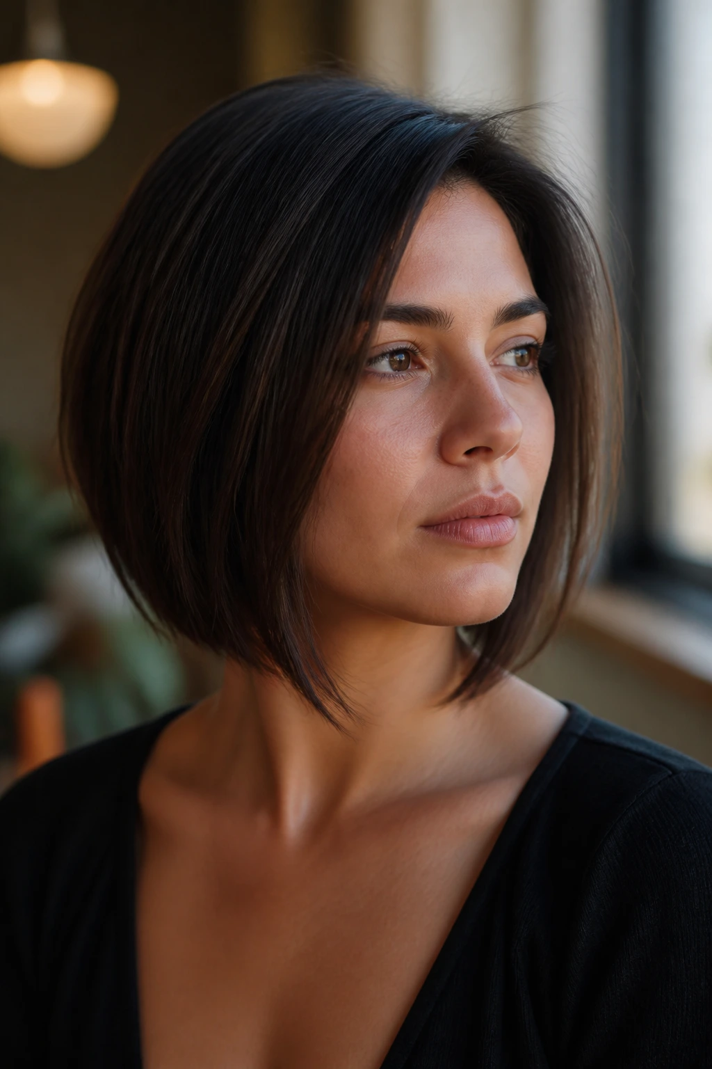 Contemplative portrait representing final thoughts on inverted bob silhouette