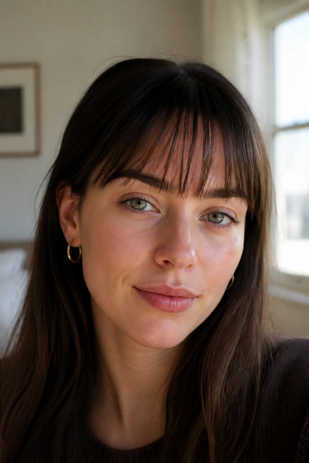 Portrait of a real person with seamless, separation-free fine fringe