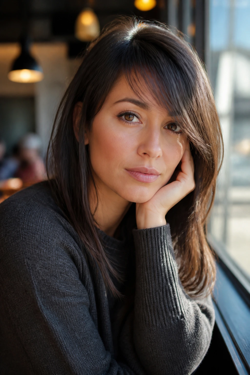 Close-up portrait with graduated side bangs