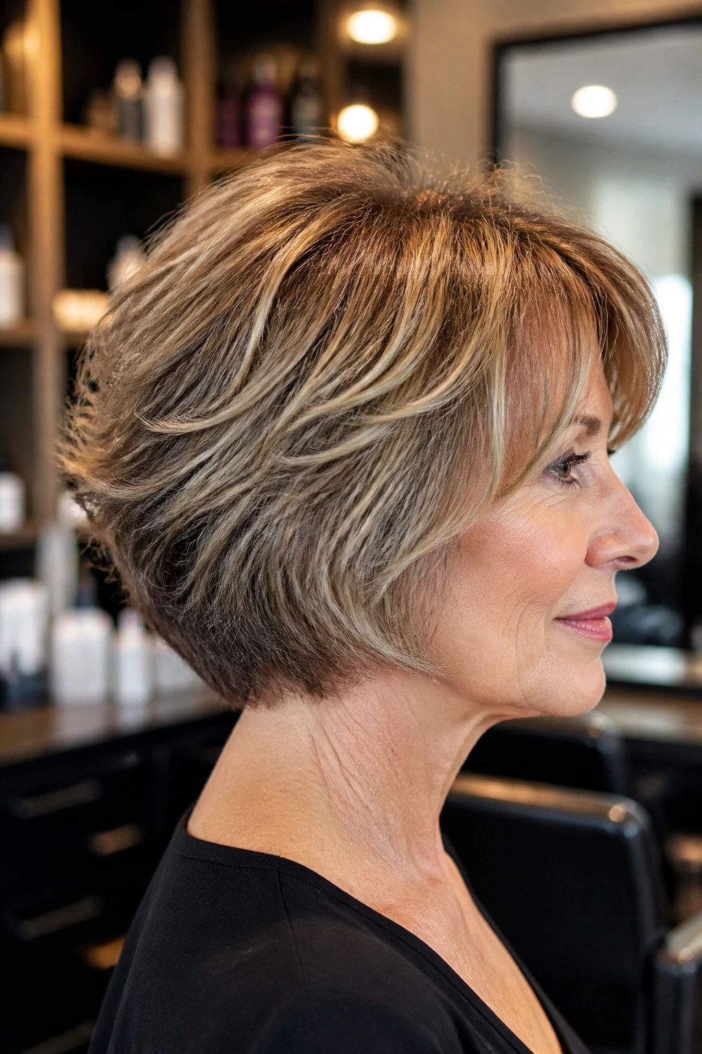 Portrait of real person with graduated wedge and textured ends