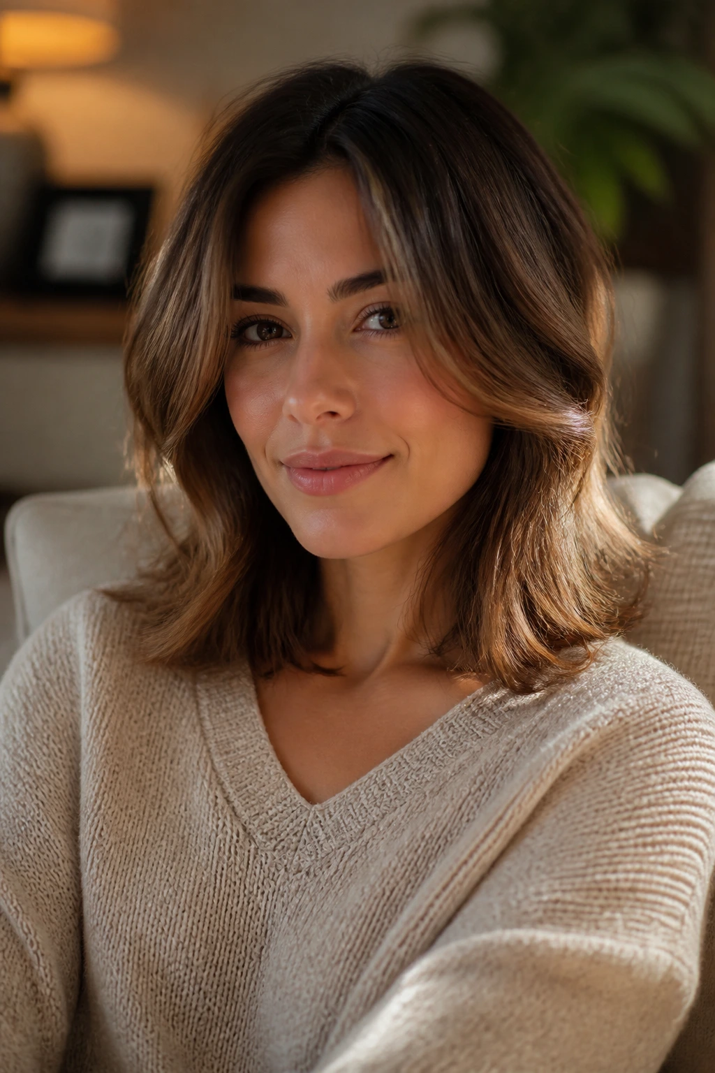 Close-up of a person with shoulder-length hair illustrating length framing.