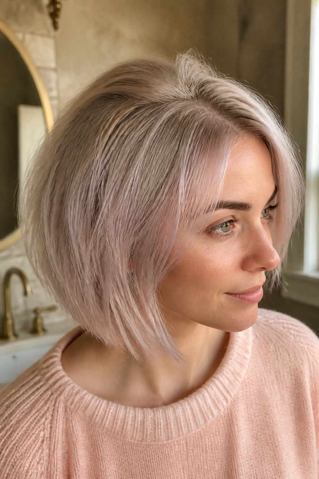 Close-up of a real person showing hair texture in fine hair