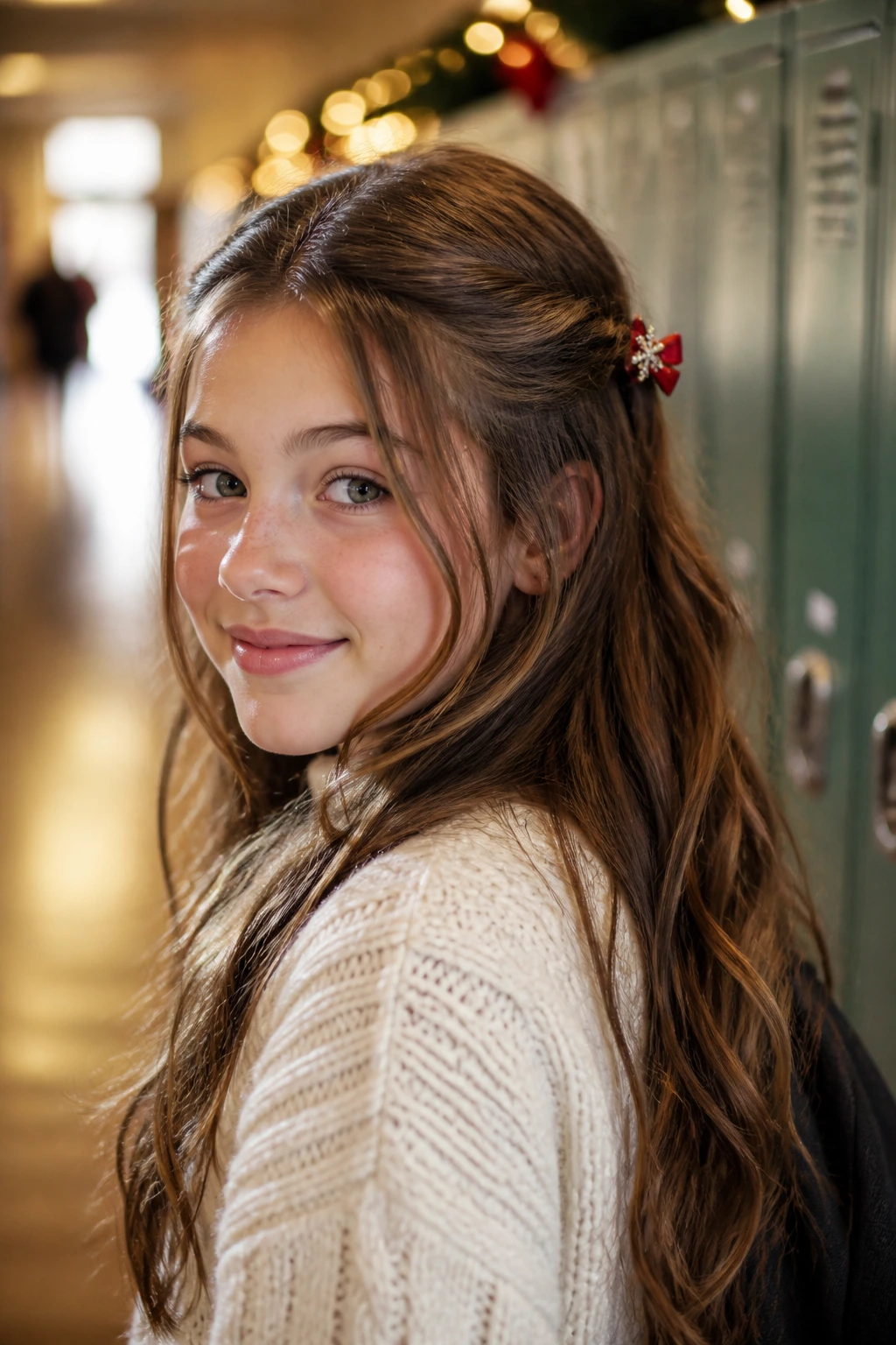 Close-up of a real student wearing The Half-Up Messy Twist with loose twists