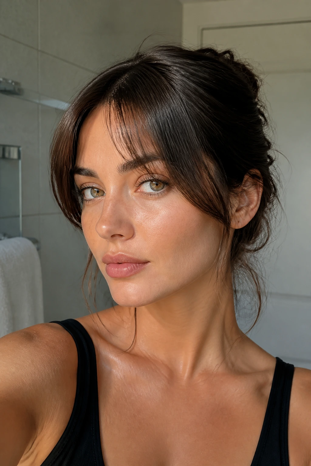 Person with strong-hold hairstyle showing product effect