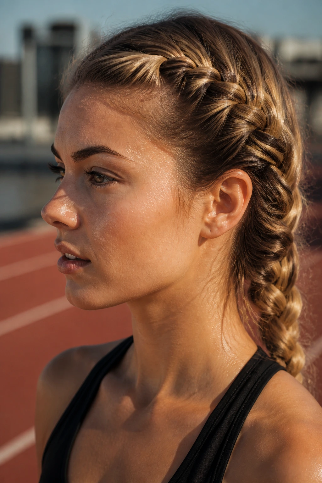 Real person with inside-out fishtail showing a raised ridge during outdoor run