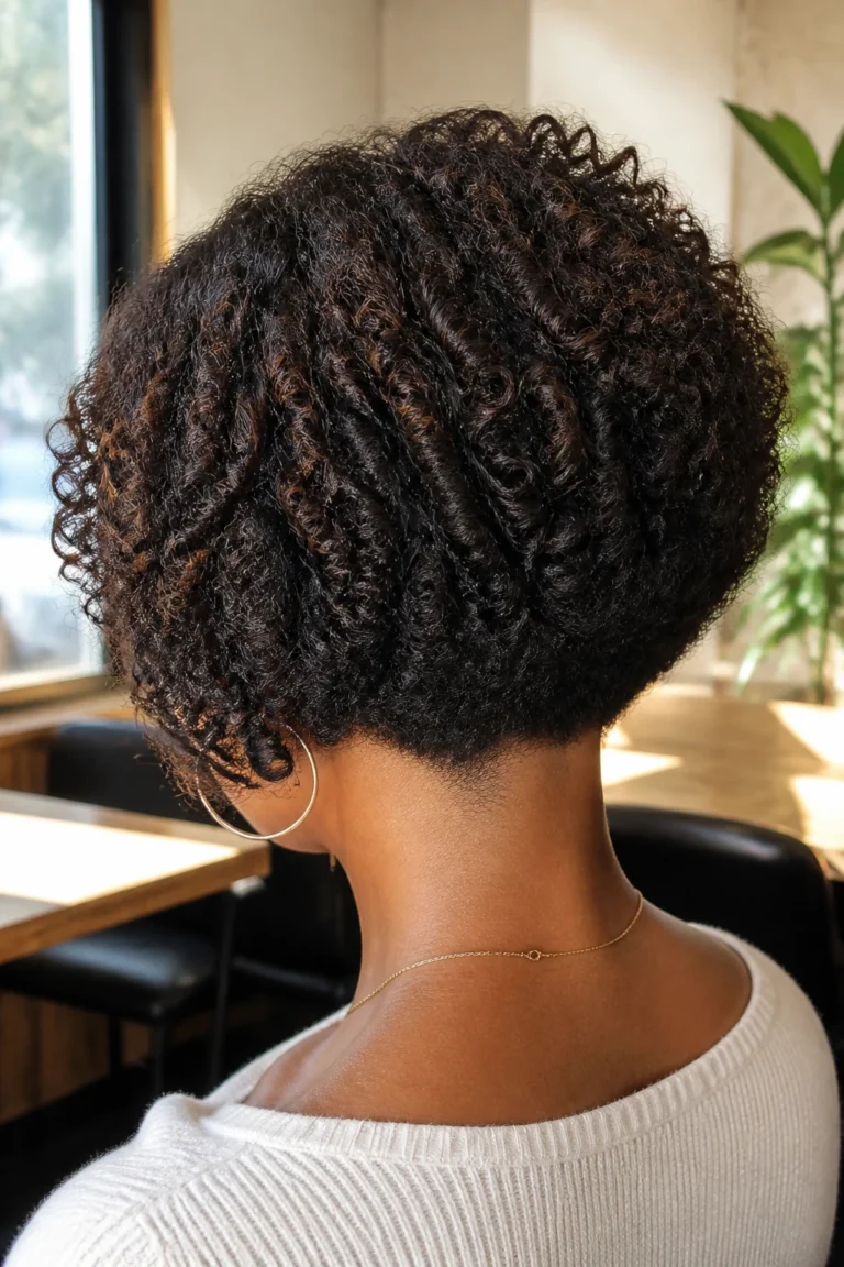 20 Short Inverted Bob Stacked Back View for Natural Hair