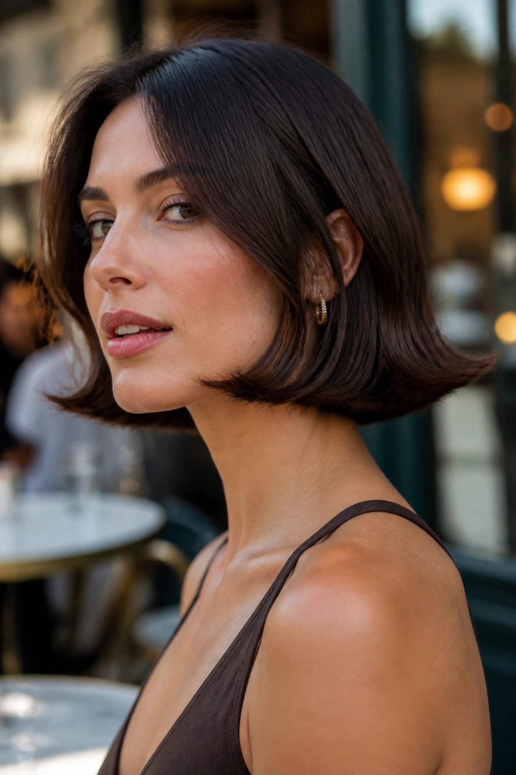 Portrait of real person with Italian Bob and flipped ends