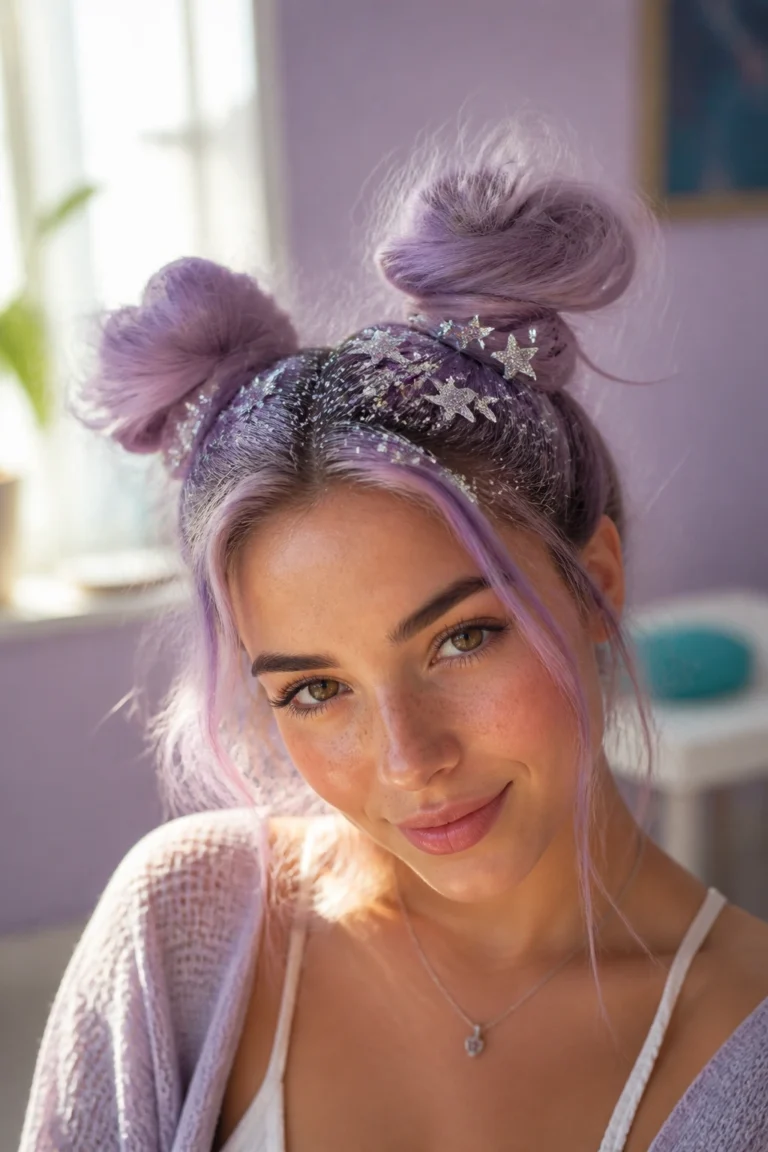 22 Lilac Glitter Hairstyles for Frizzy Hair