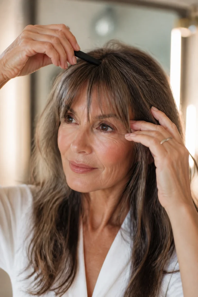 18 Long Hairstyles with Bangs Over 40