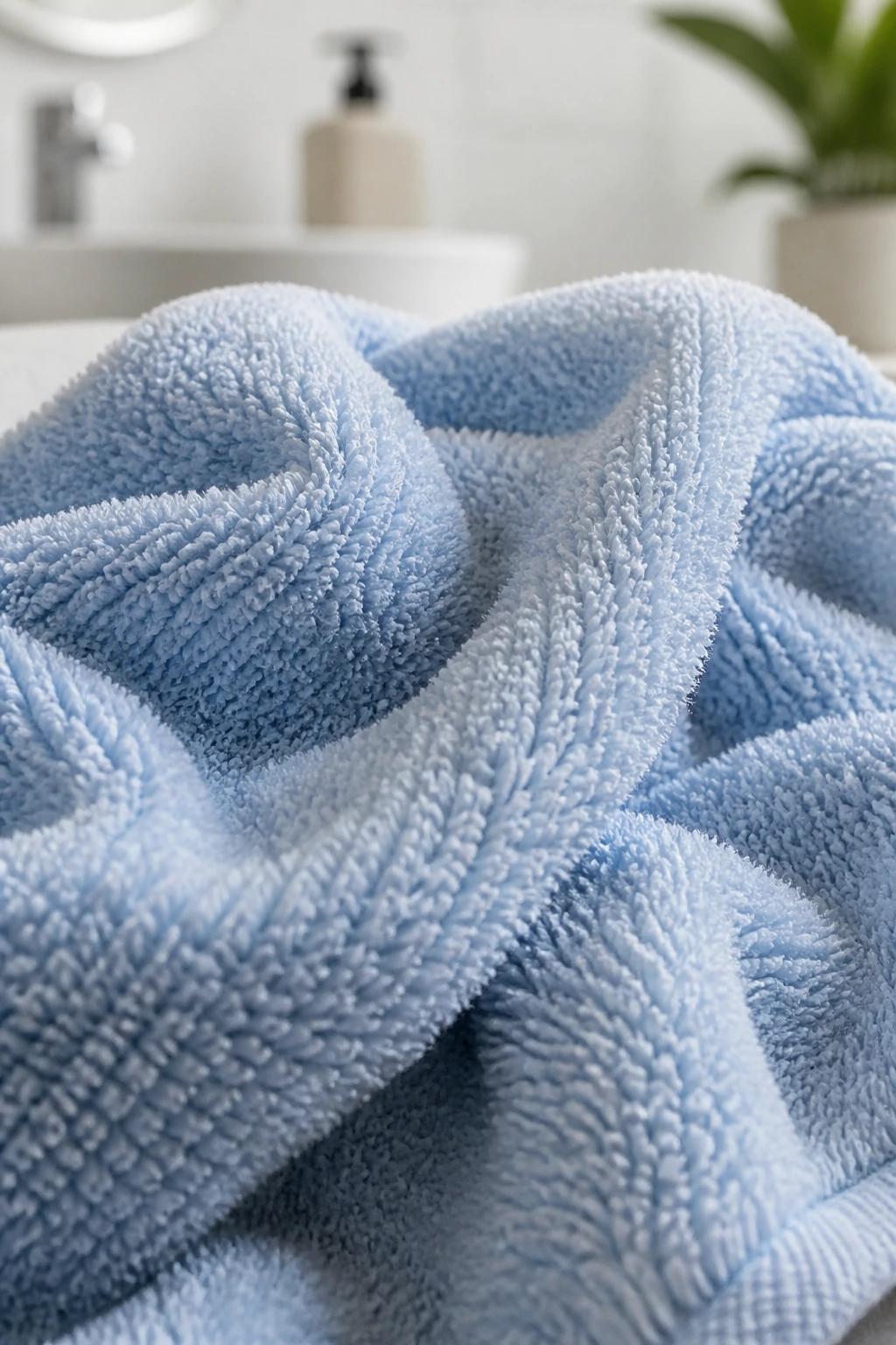 Macro close-up of microfiber towel fabric with soft background