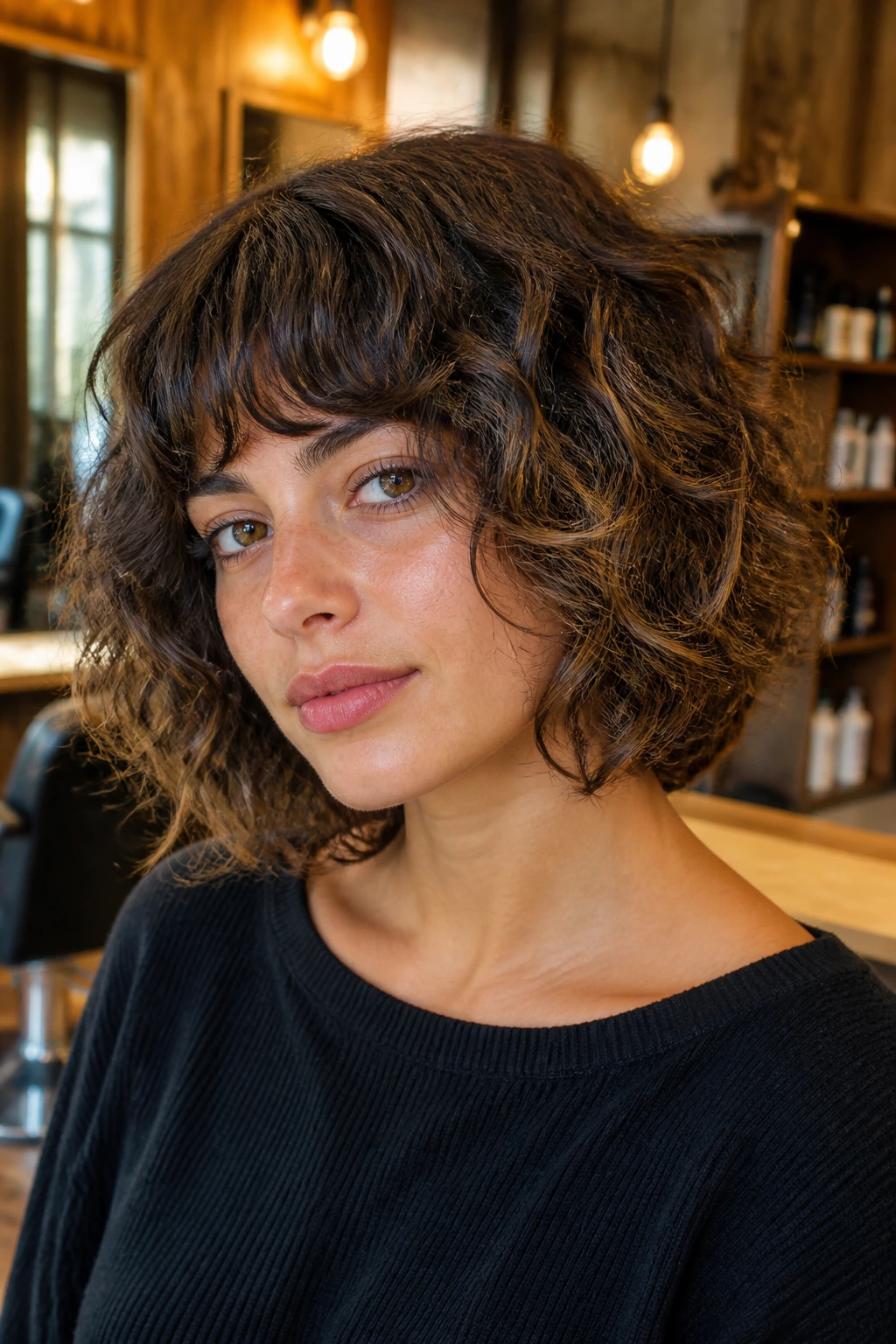Close-up of a person with a modern shaggy bob