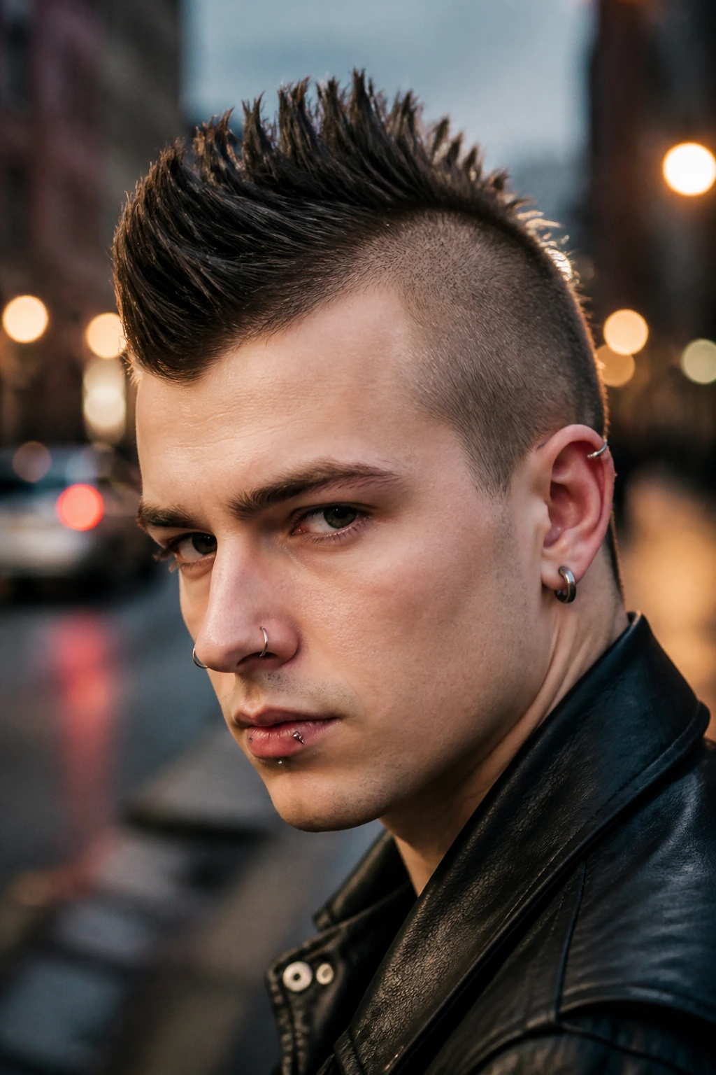 Close-up of a real person with mohawk-inspired short spikes