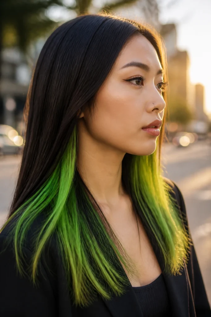 22 Neon Green Hairstyles for Straight Hair