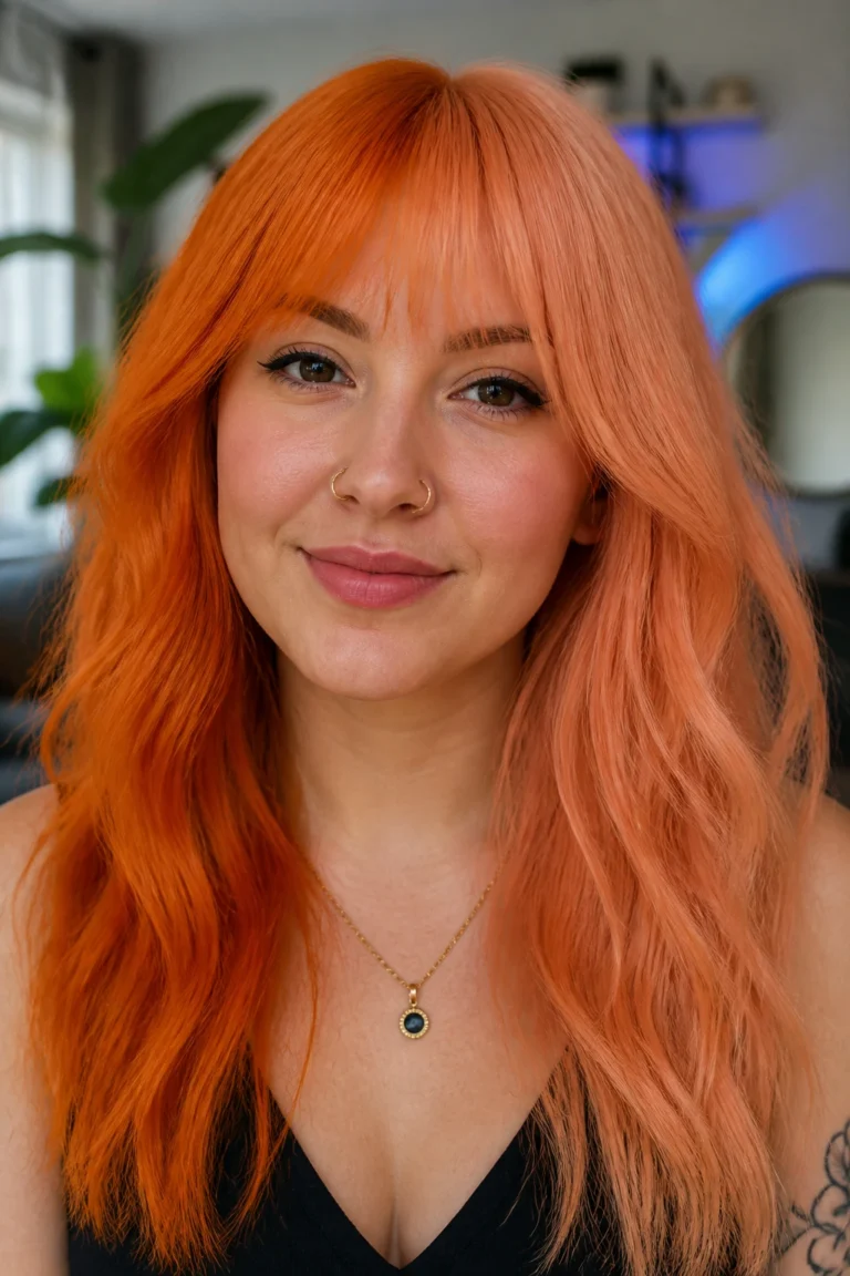 15 Black Hair Orange Bangs for Round Faces