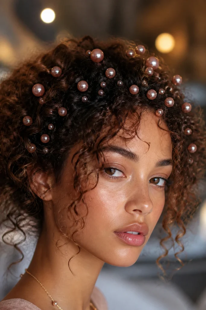 21 Pink Pearl Hairstyles for Curly Hair