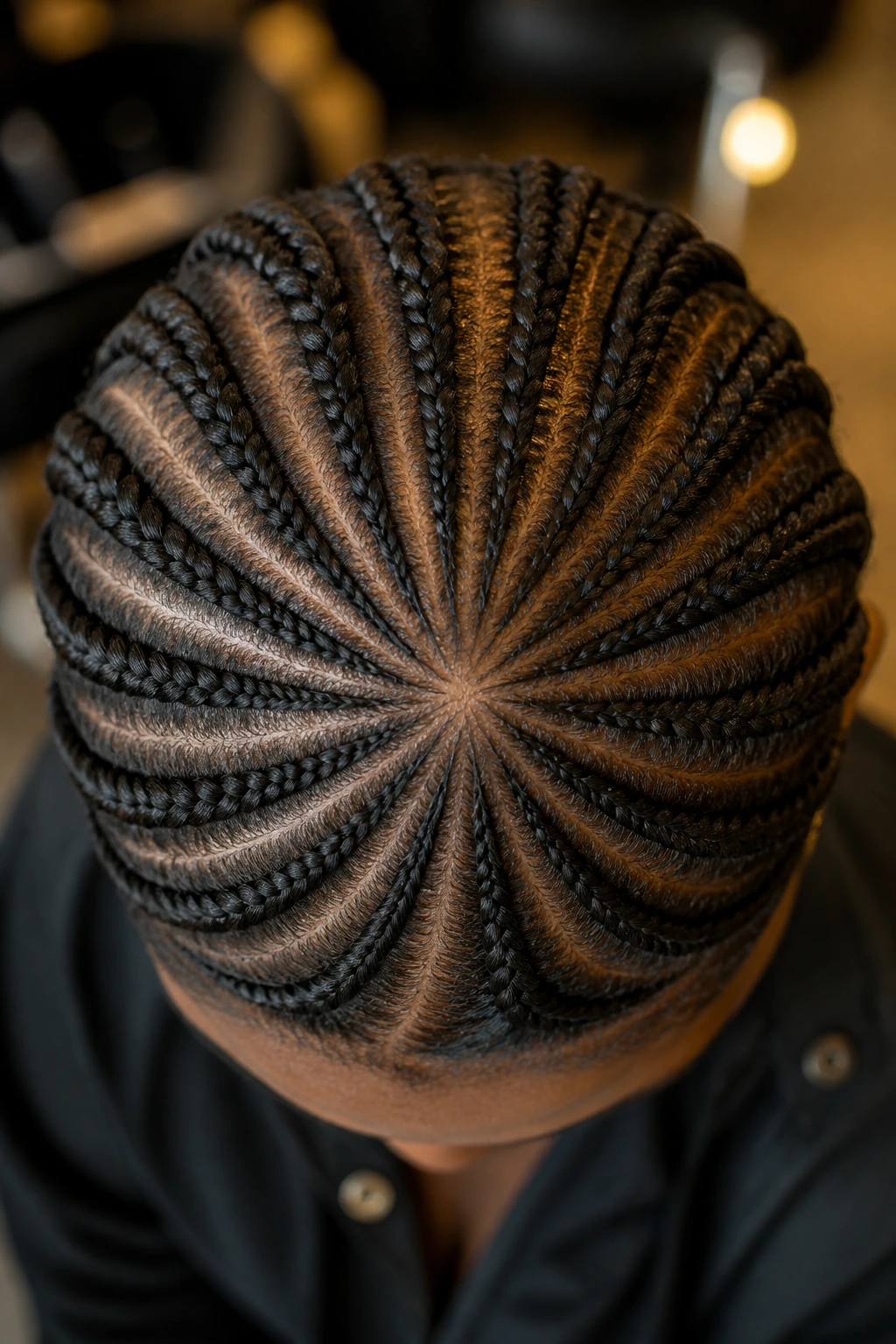 Bird's-eye view of Radial Braided Patterns on a real person