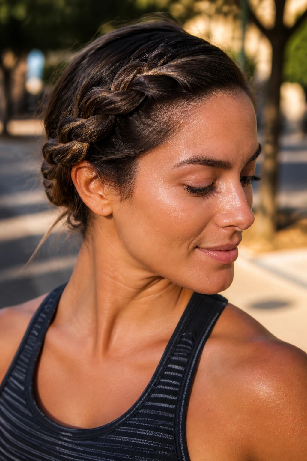 Real person with a side-swept rope braid.