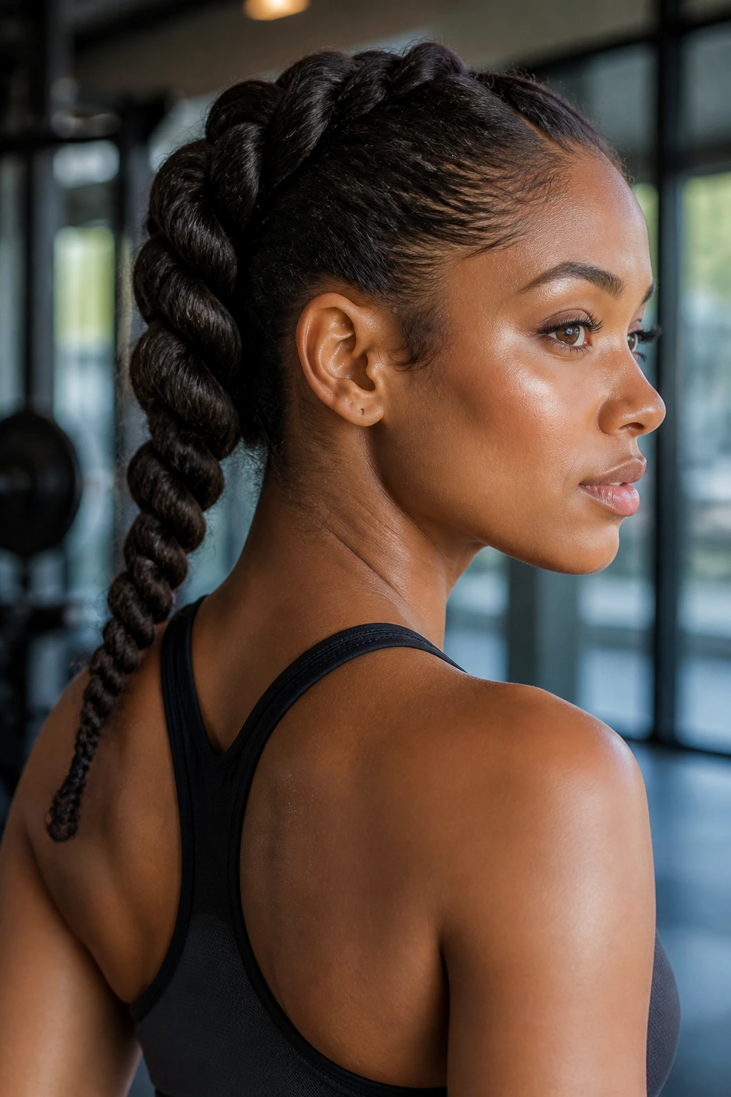 Close-up of rope braid twist on a real athlete during a workout