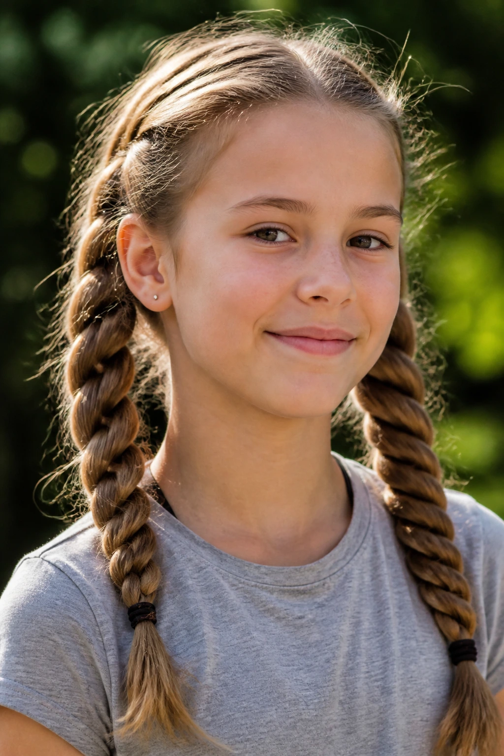 Close-up of a real person with rope-twist pigtails