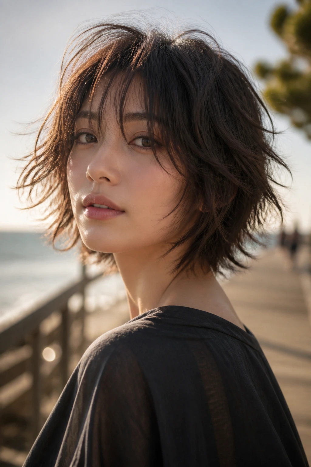 Close-up of real person with Ruffle Cut choppy layers