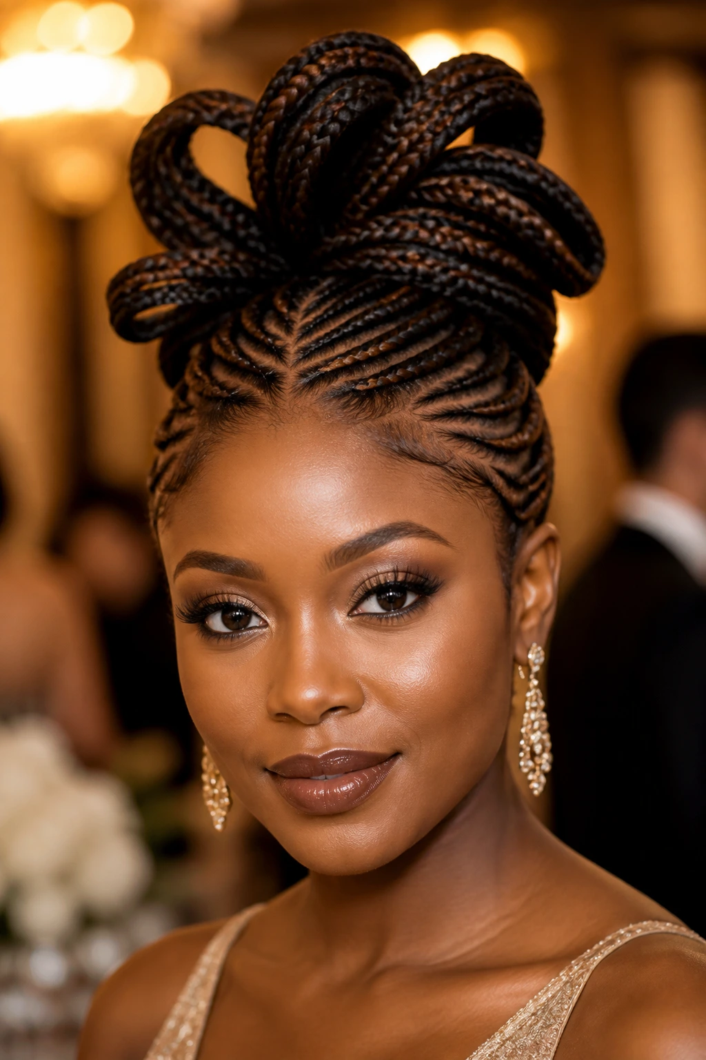 Close-up of The Sculptural Updo on a real person