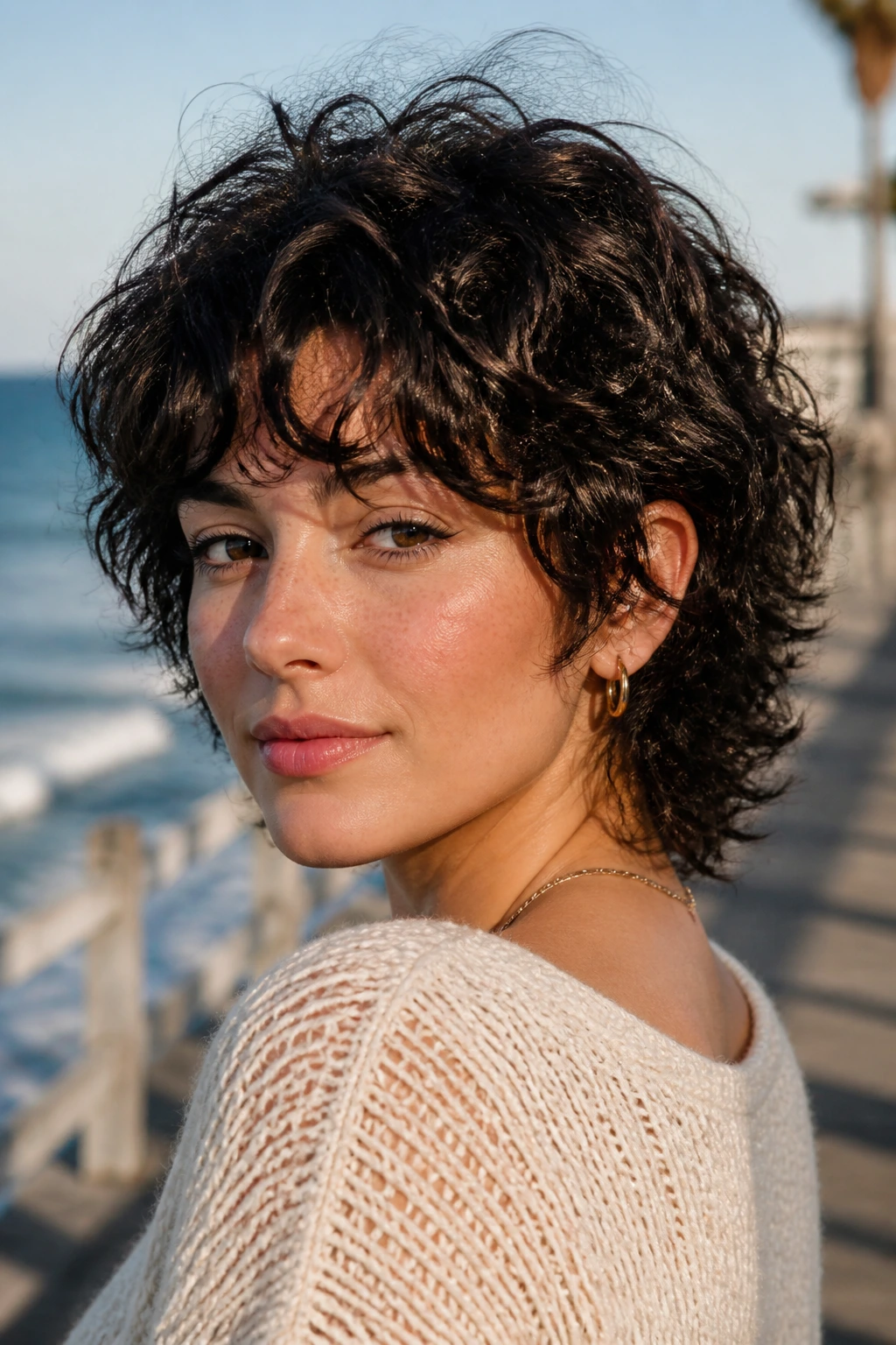 Shaggy curly wedge hairstyle on a real person