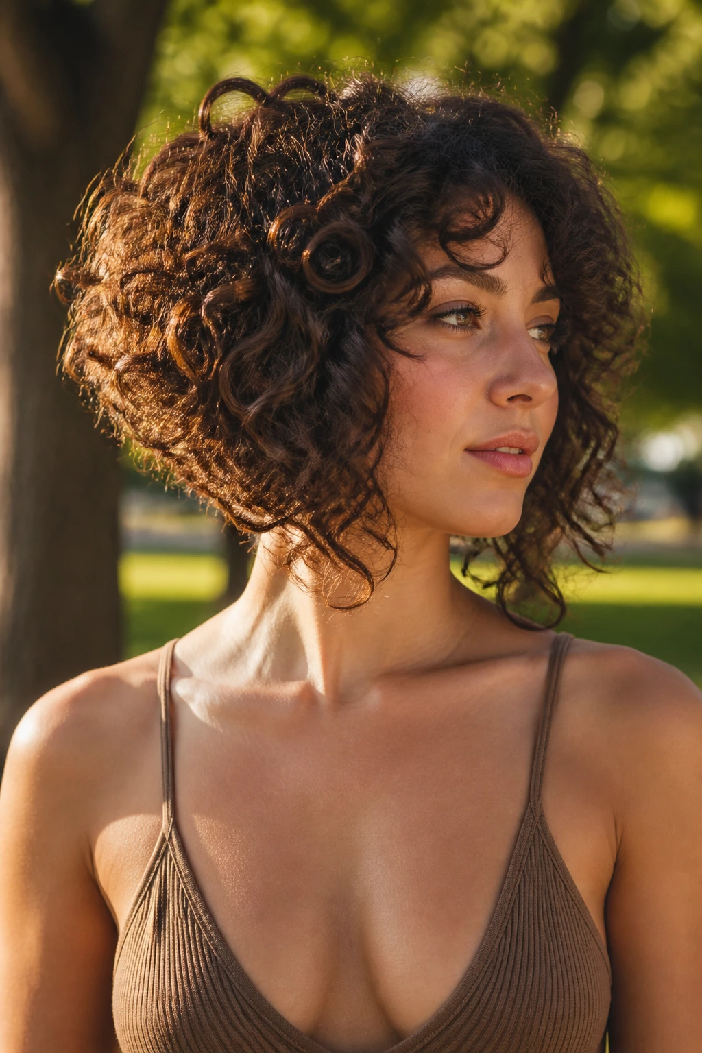 Three-quarter portrait of a real person with shoulder-grazing inverted cut