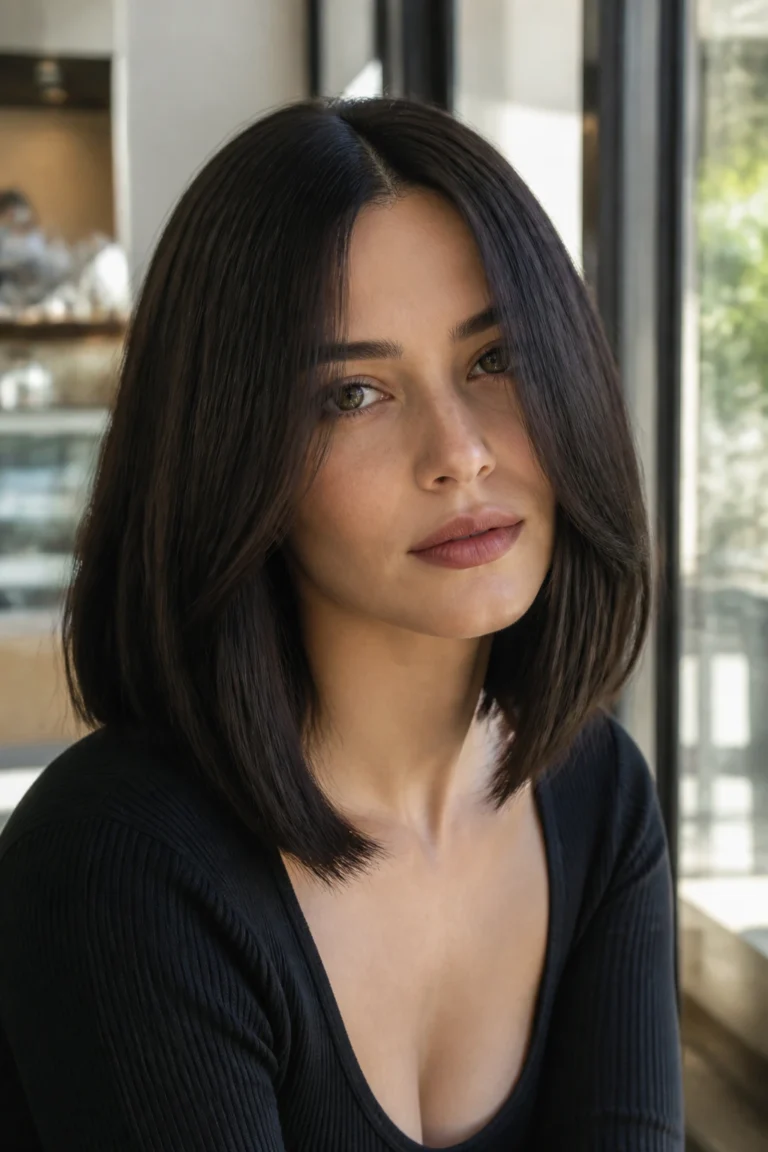 17 Bob with Long Curtain Bangs for Medium Hair