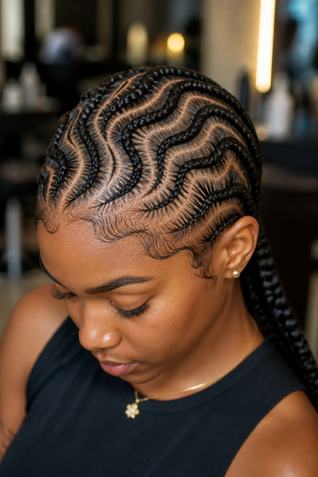 Serpentine snake braids on real person with alternating braid sizes