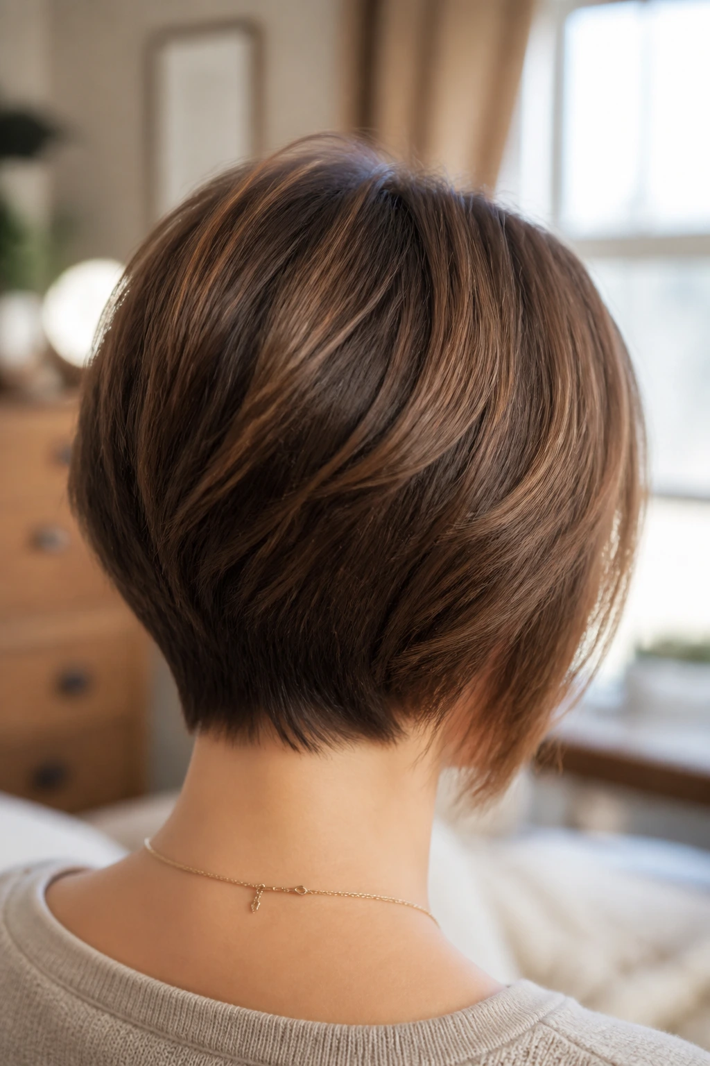 Close-up portrait showcasing soft graduation with subtle layers at the back.
