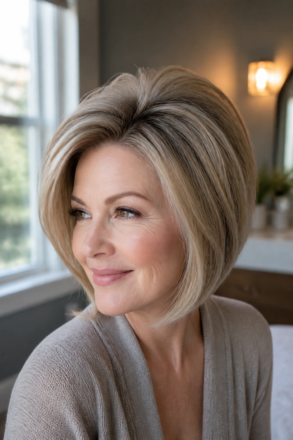 Real woman with voluminous crown showing styled thickness