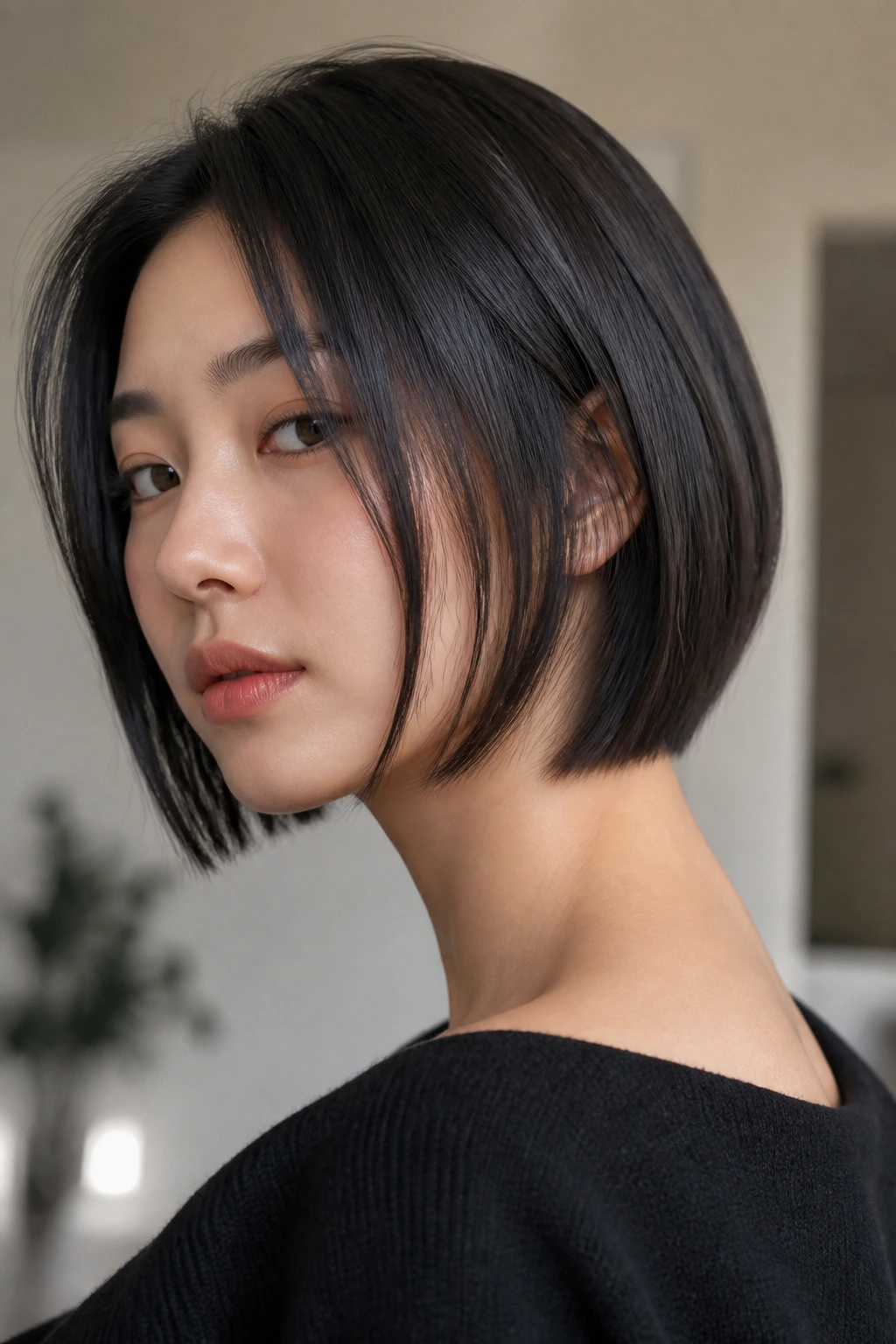 Portrait of Tasel cut with down-permed sides on a real person