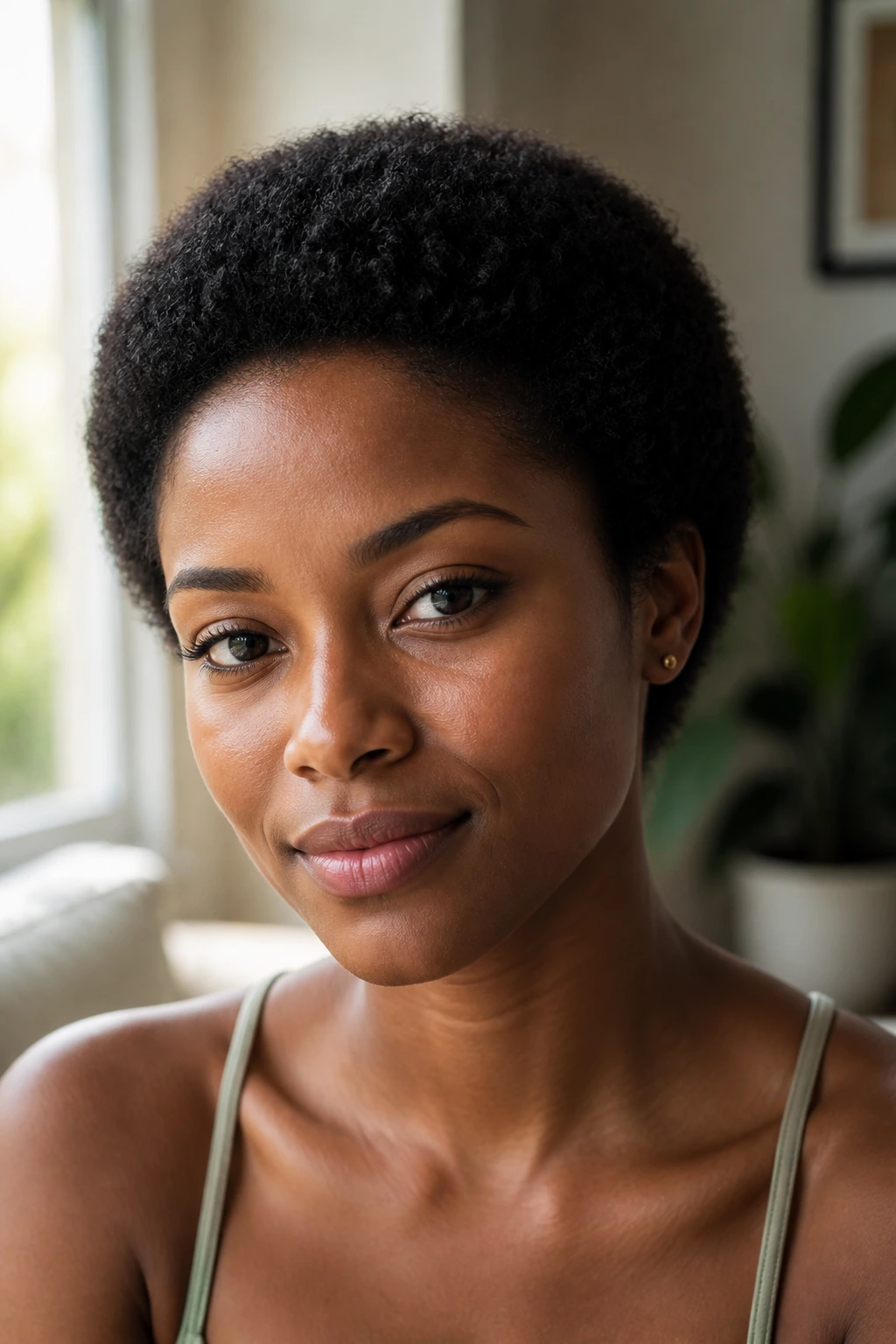 Close-up of a real person with a Teeny-Weeny Afro