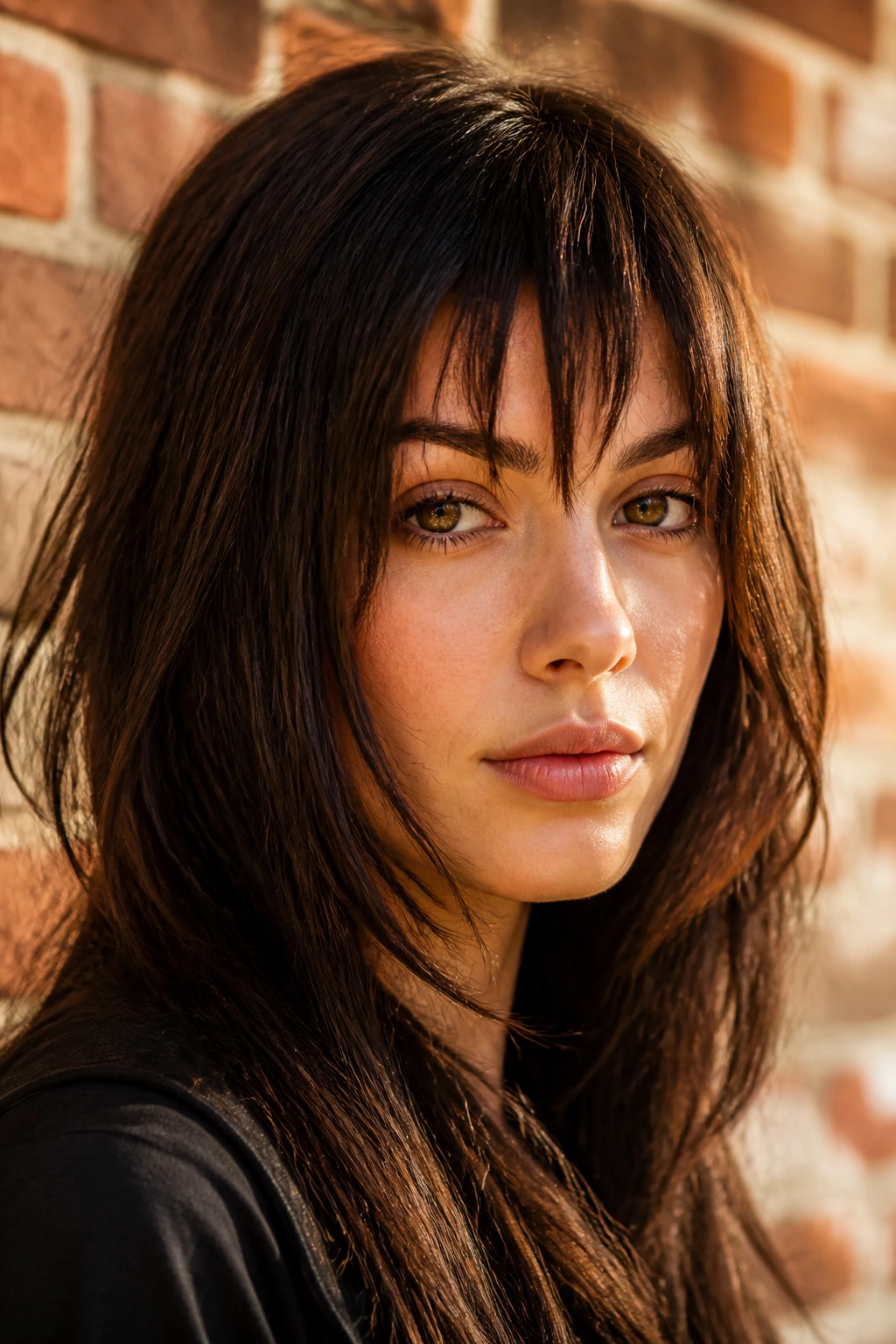 Real person with point-cut textured bangs and razored ends